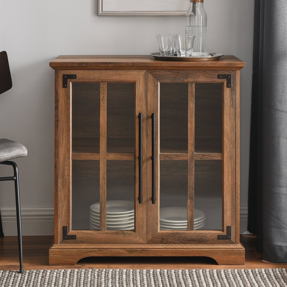 Walker Edison Abigail Windowpane Accent Cabinet - lily & onyx