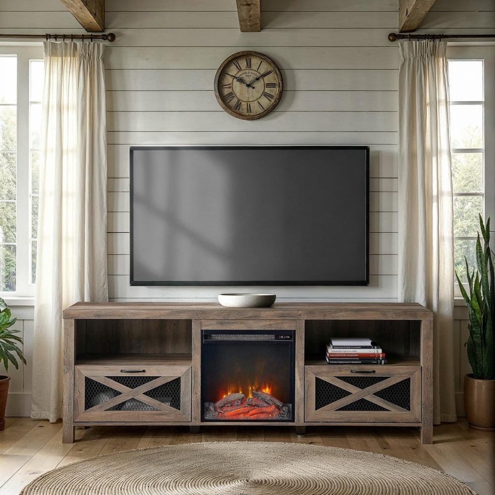 
                      
                        Walker Edison Abilene 70" Rustic Farmhouse Fireplace TV Stand - lily & onyx
                      
                    