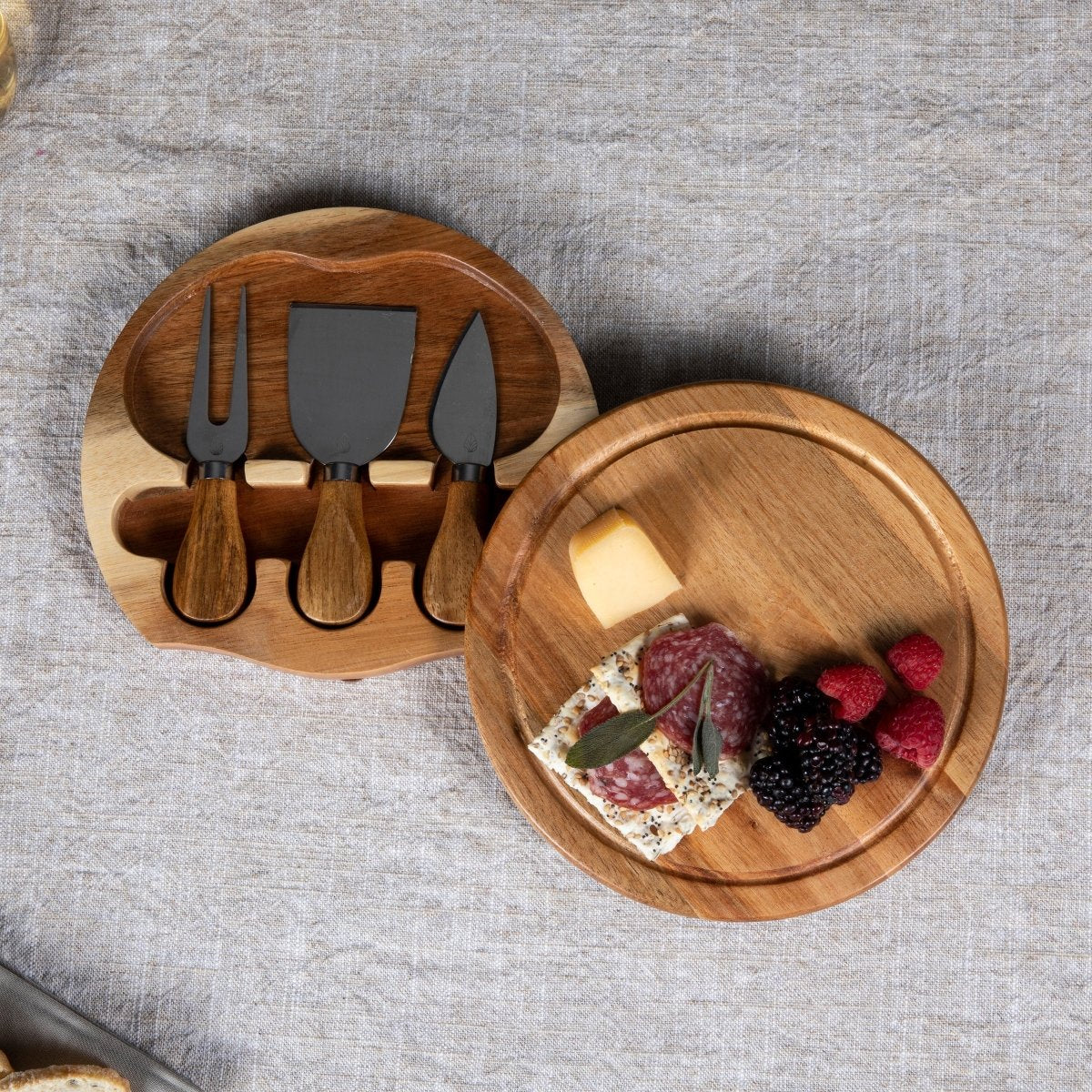Picnic Time Family of Brands Acacia Brie Cheese Cutting Board & Tools Set - lily & onyx
