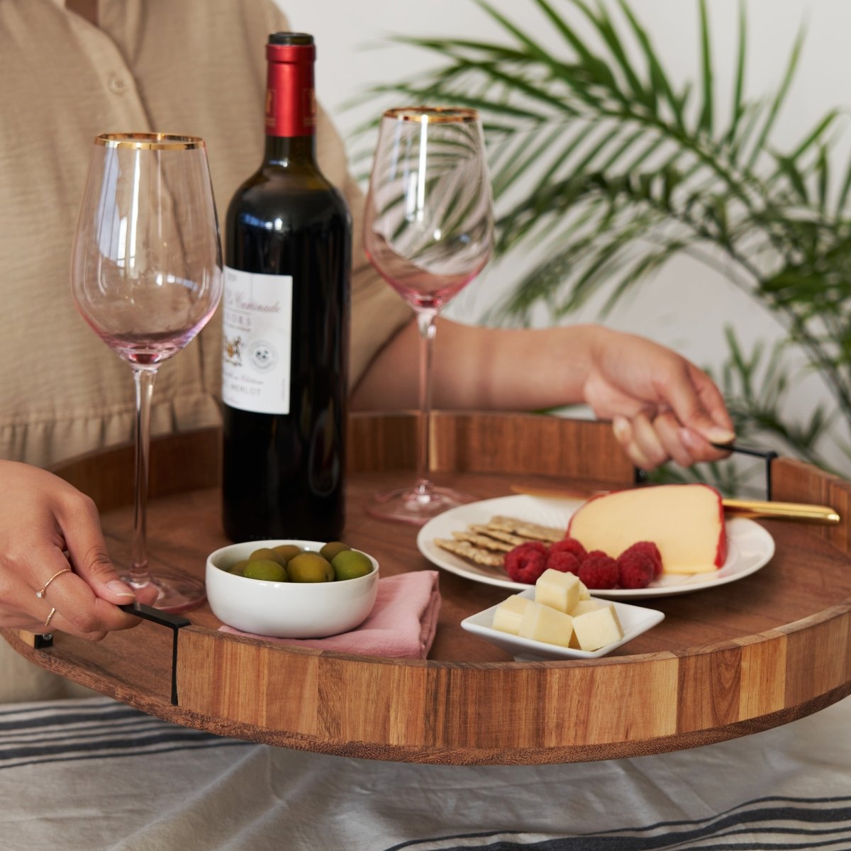 Twine Living Acacia Lazy Susan Serving Tray - lily & onyx