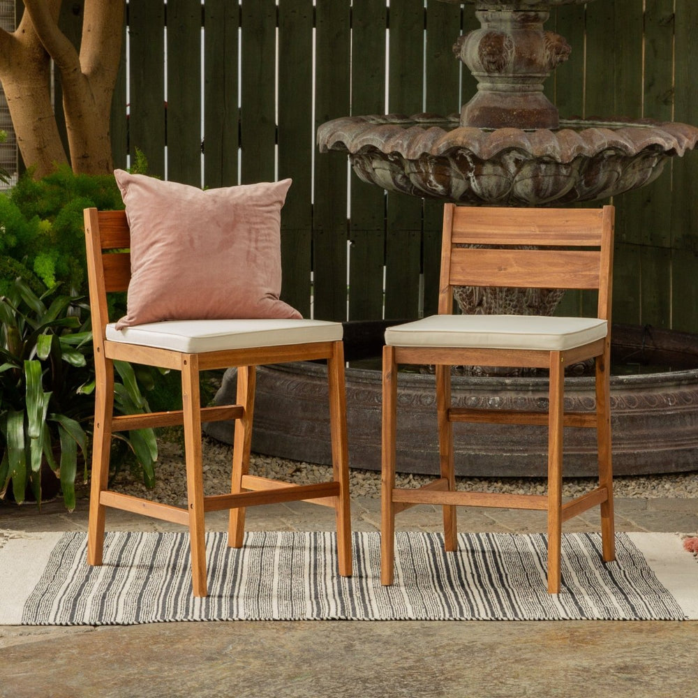 Walker Edison Acacia Wood Counter Stools, Set of 2 - lily & onyx