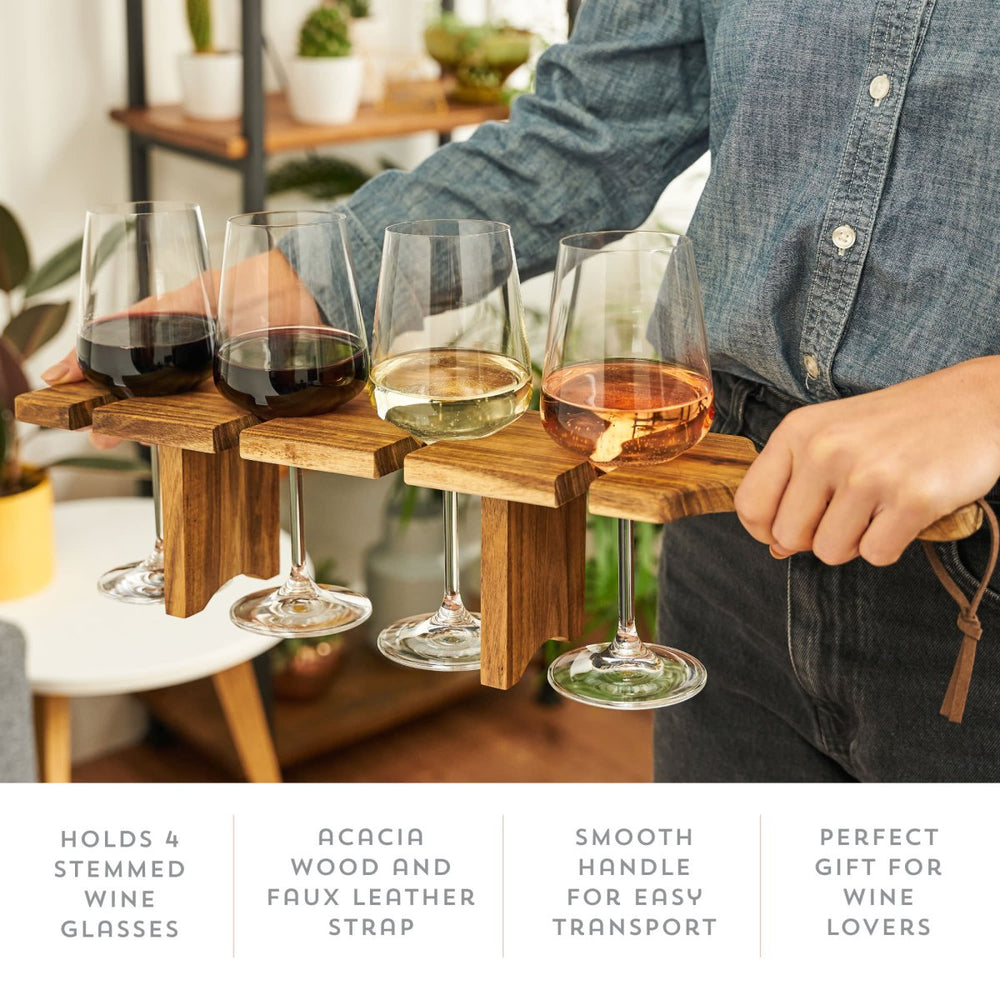 
                      
                        Twine Living Acacia Wood Easy Transport Wine Flight Server - lily & onyx
                      
                    