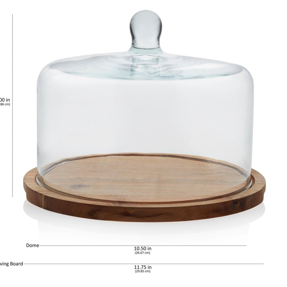 
                      
                        Libbey Acaciawood Flat Round Wood Server Cake Stand with Glass Dome - lily & onyx
                      
                    