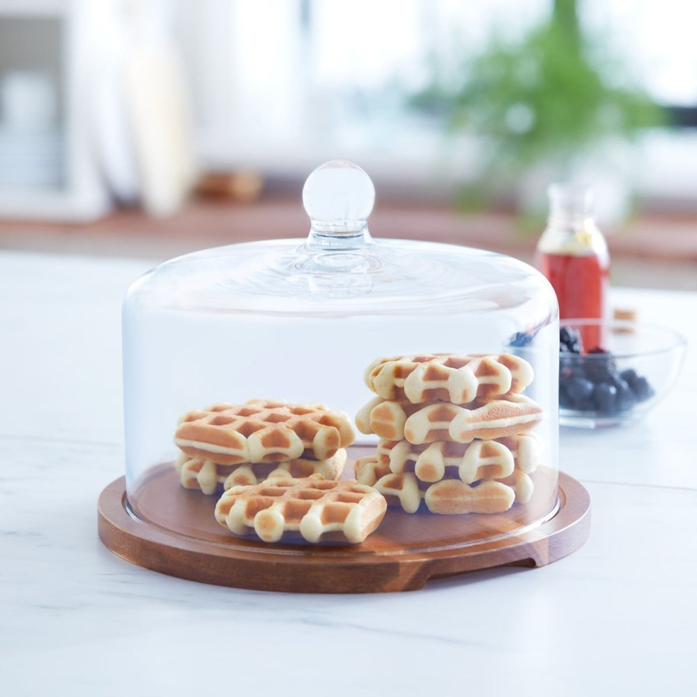 
                      
                        Libbey Acaciawood Flat Round Wood Server Cake Stand with Glass Dome - lily & onyx
                      
                    