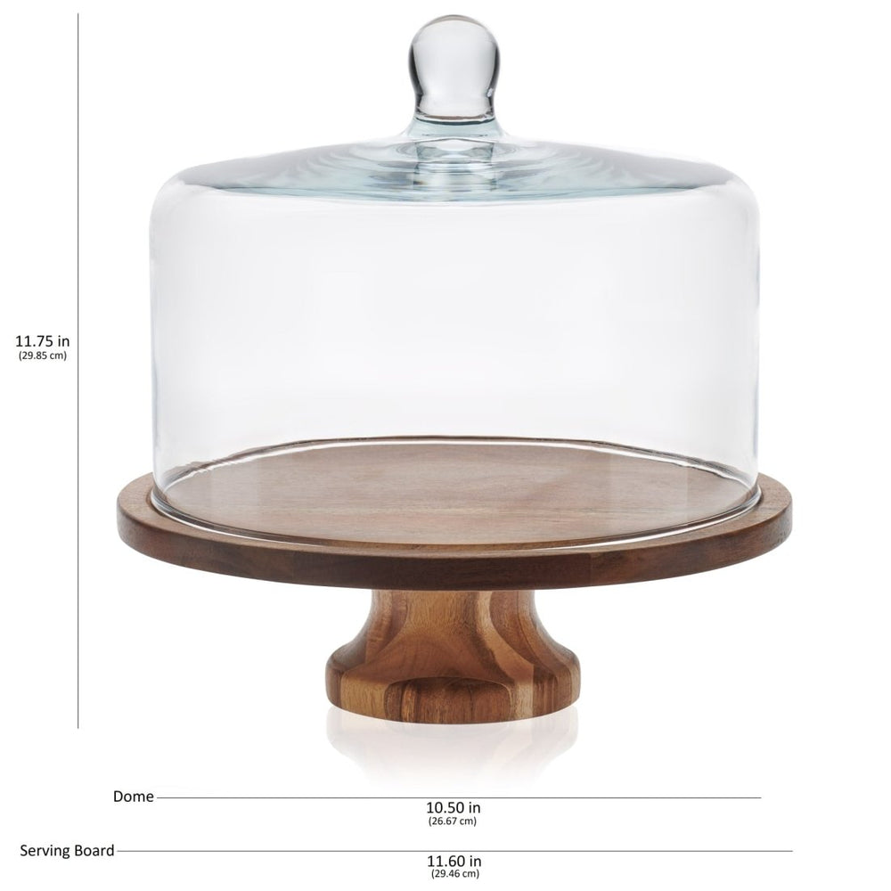 
                      
                        Libbey Acaciawood Footed Round Wood Server Cake Stand with Glass Dome - lily & onyx
                      
                    