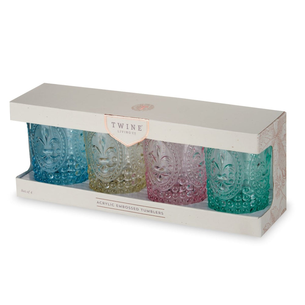 
                      
                        Twine Living Acrylic Embossed Tumblers, Set of 4 - lily & onyx
                      
                    