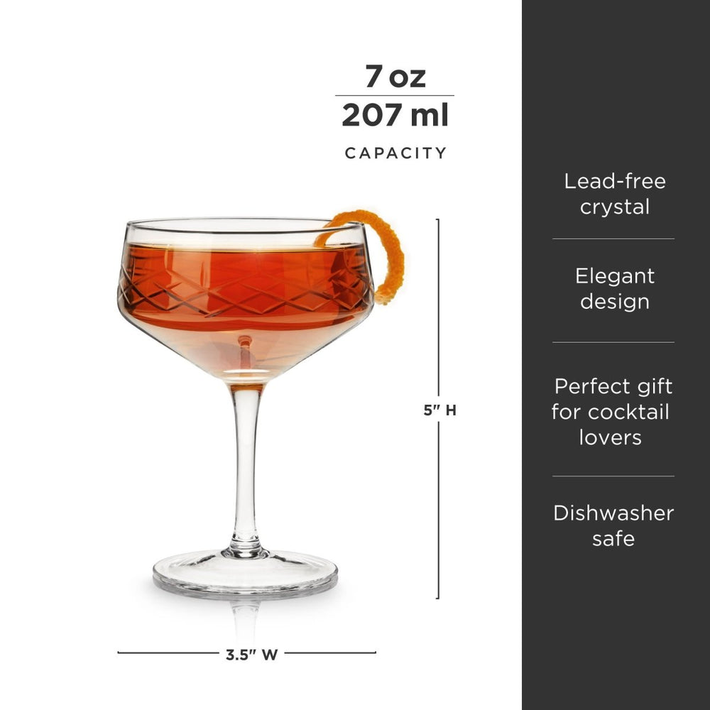 
                      
                        Viski Admiral Crystal Coupe Glasses, Set of 2 - lily & onyx
                      
                    