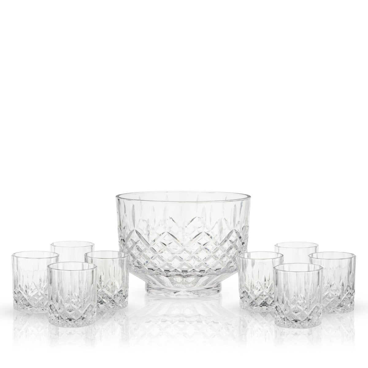 Viski Admiral Crystal Punch Bowl and Tumbler Set - lily & onyx