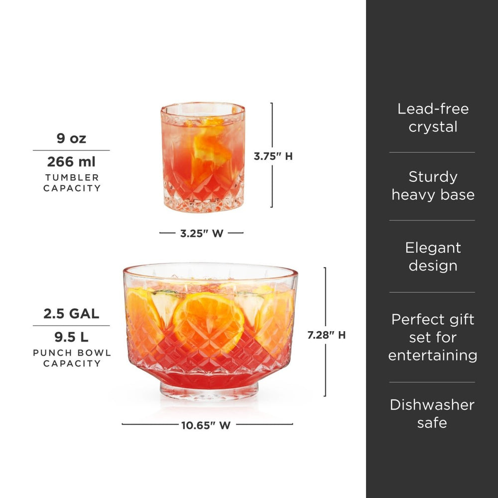 
                      
                        Viski Admiral Crystal Punch Bowl and Tumbler Set - lily & onyx
                      
                    