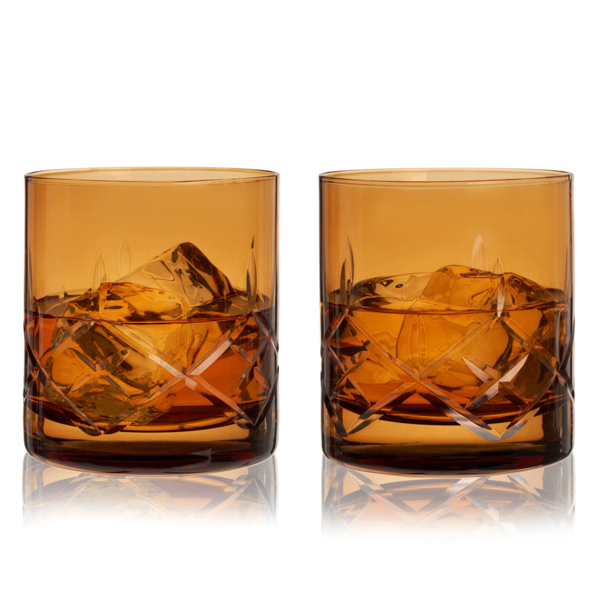 Viski Admiral Crystal Rocks Glasses, Amber - Set of 2 - lily & onyx