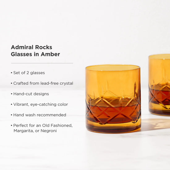 Viski Admiral Crystal Rocks Glasses, Amber - Set of 2 - lily & onyx