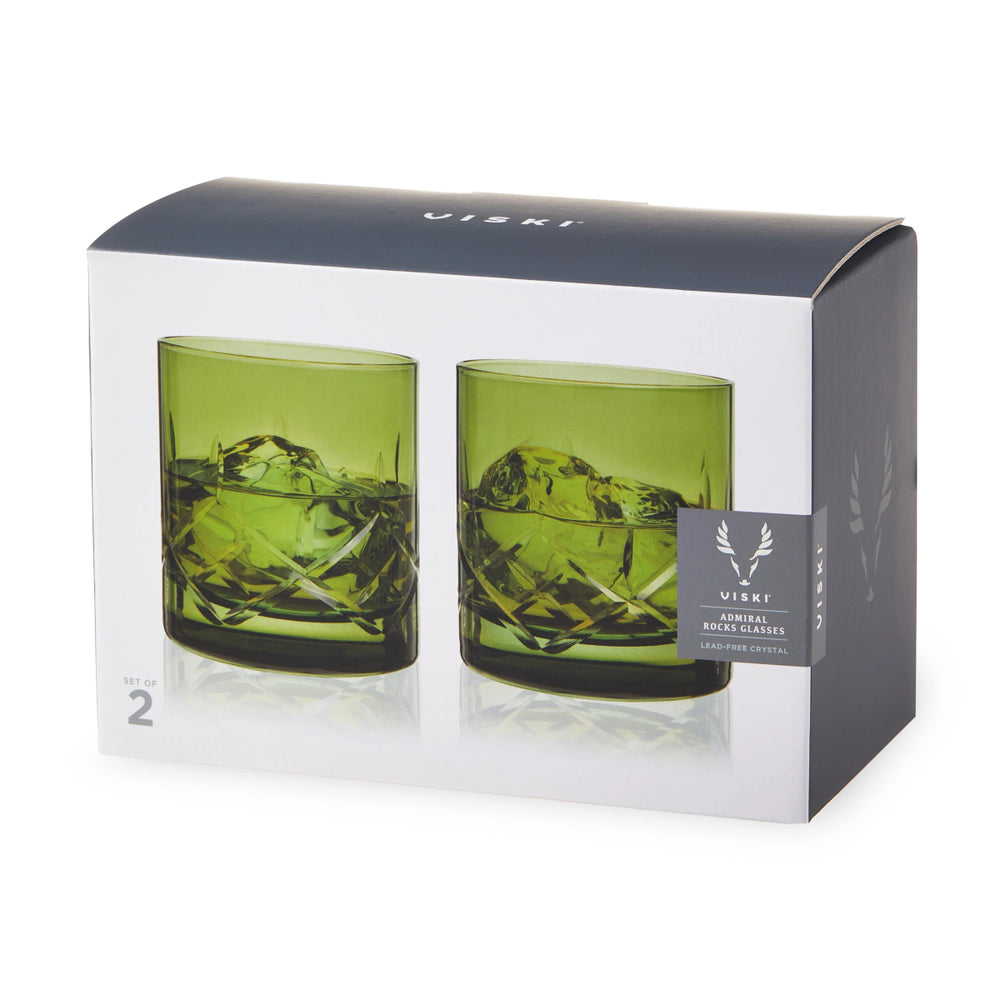 
                      
                        Viski Admiral Crystal Rocks Glasses, Green - Set of 2 - lily & onyx
                      
                    