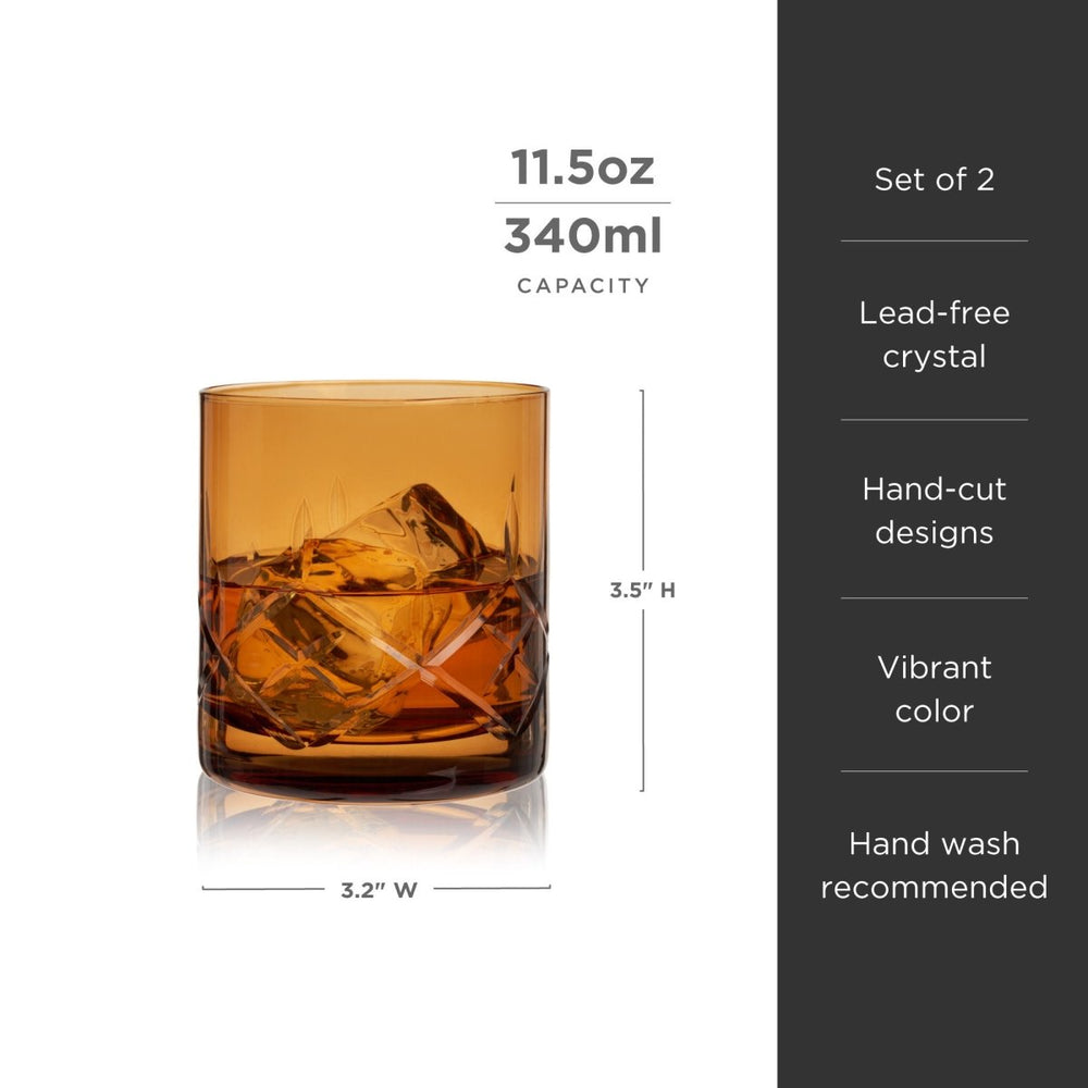 
                      
                        Viski Admiral Crystal Rocks Glasses in Amber, Set of 2 - lily & onyx
                      
                    