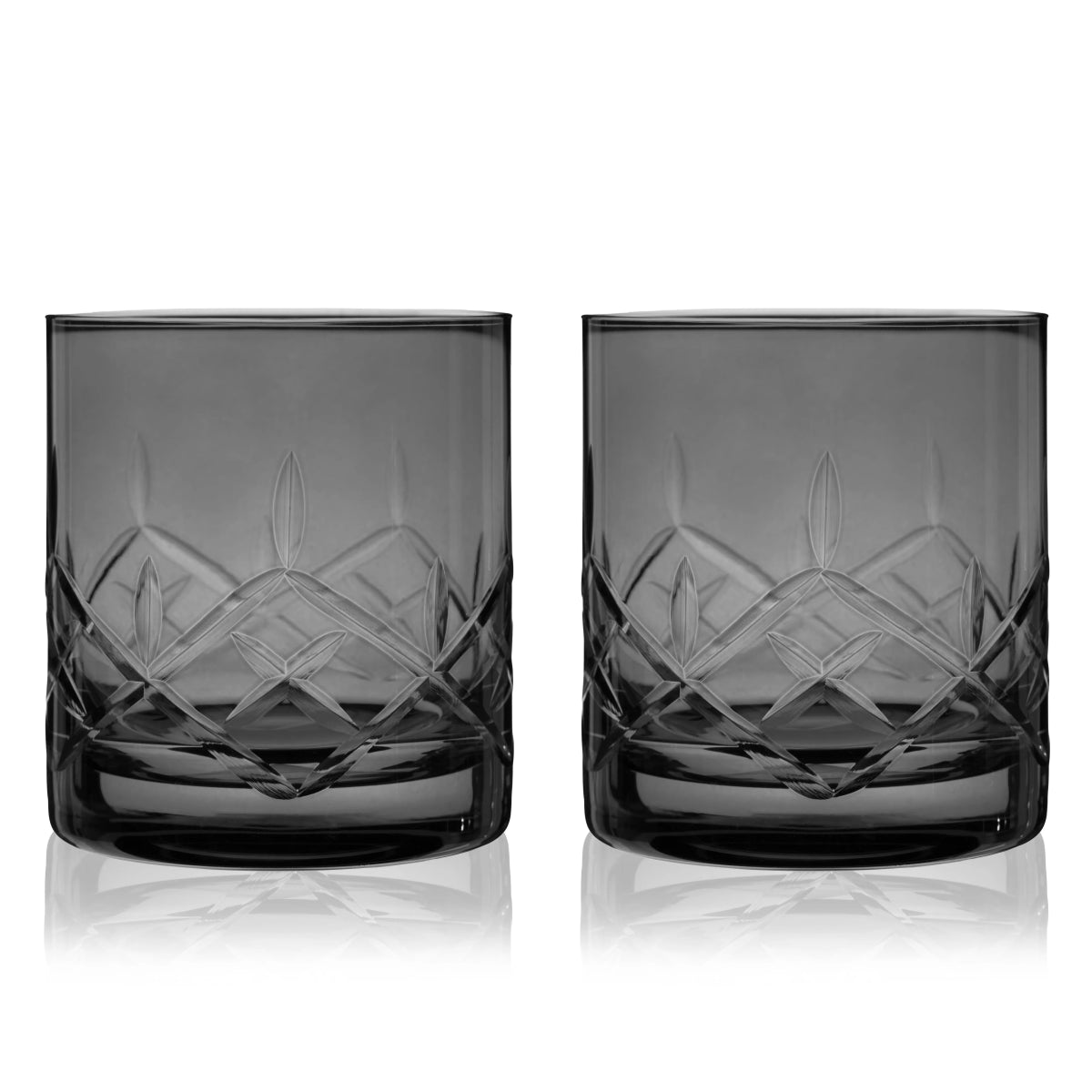 Viski Admiral Crystal Rocks Glasses, Smoke - Set of 2 - lily & onyx