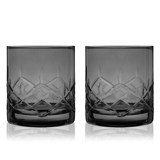 Viski Admiral Crystal Rocks Glasses, Smoke - Set of 2 - lily & onyx