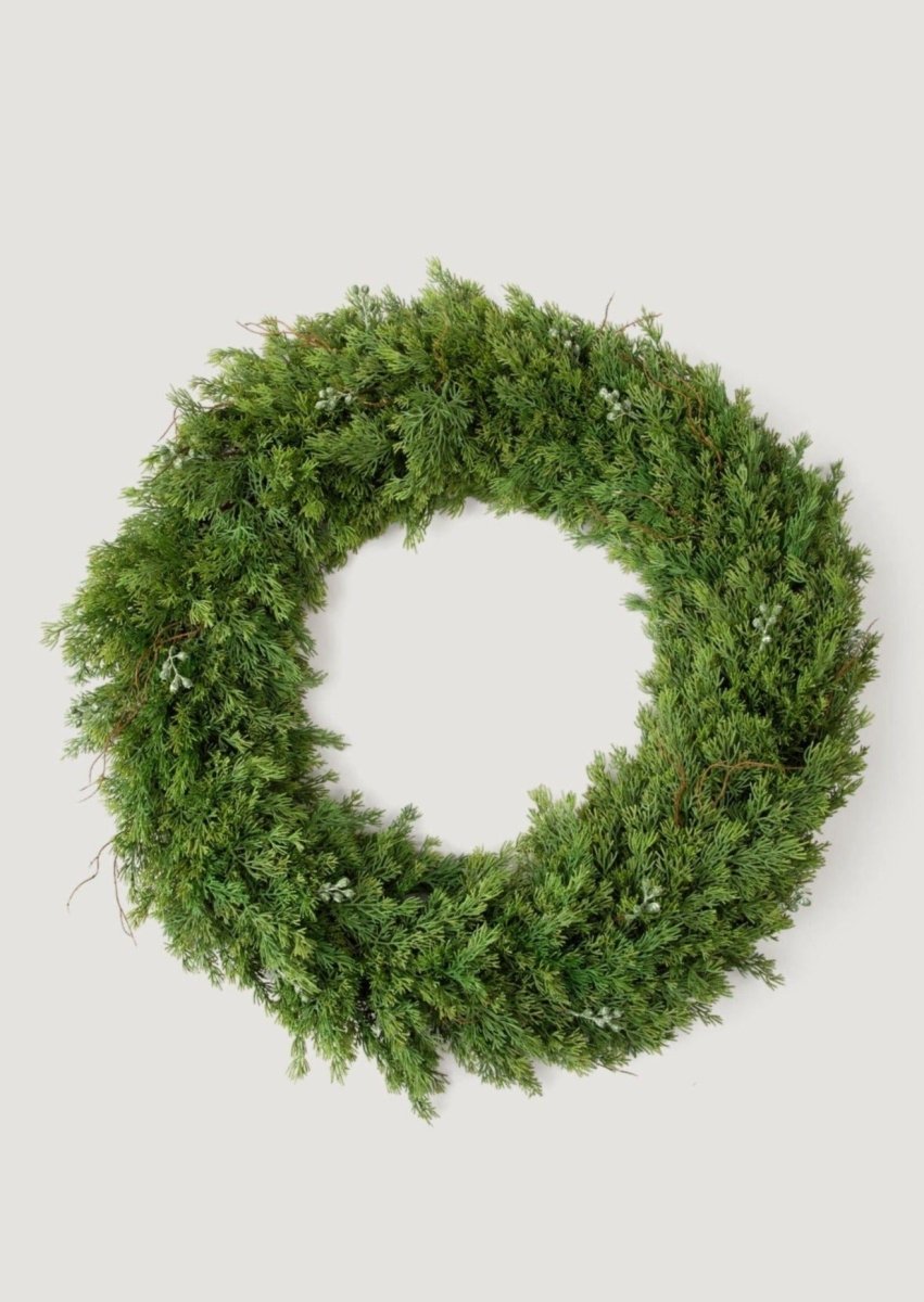 Afloral 30" Artificial Cedar Juniper Wreath - Winter Greenery with Berries