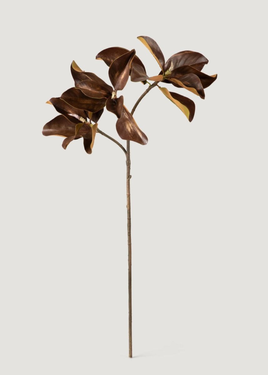 Afloral Aged Faux Magnolia Leaf Branch - Brown 38.5" Fall Decor