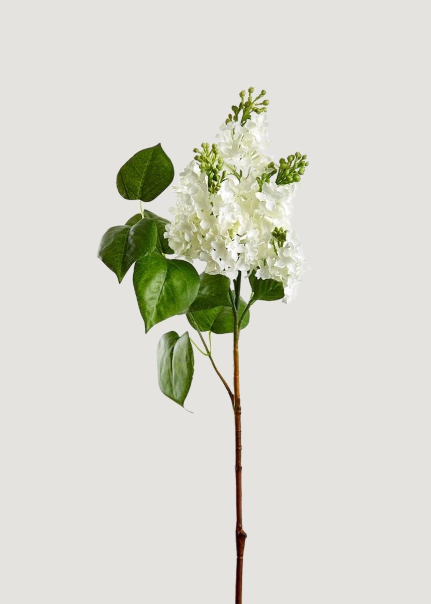 Afloral Artificial Blooming Lilac Branch in White - 26"
