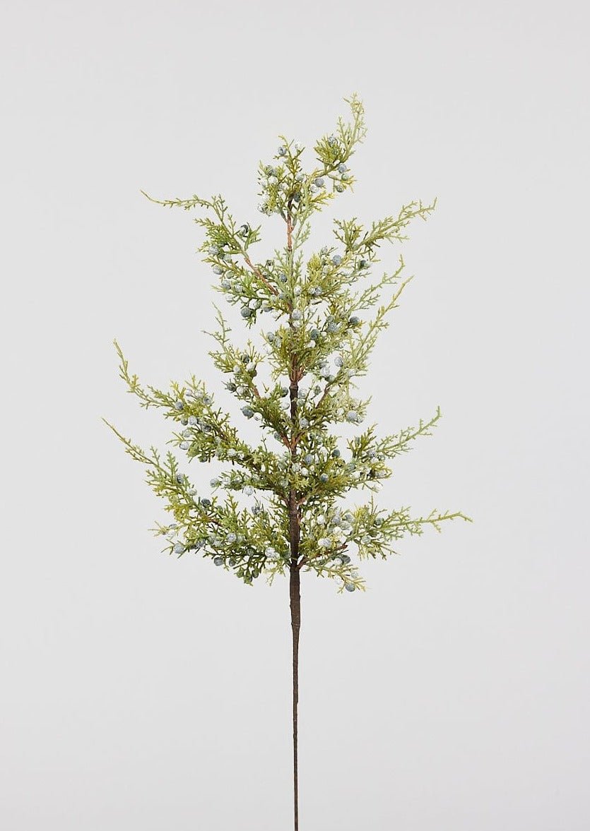 Afloral Artificial Juniper Berry Branch 30" - Faux Winter Greenery Stem