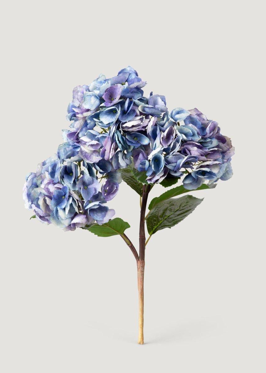 Afloral Artificial Lavender Blue Hydrangea Stem - 20" | 3 Blooms