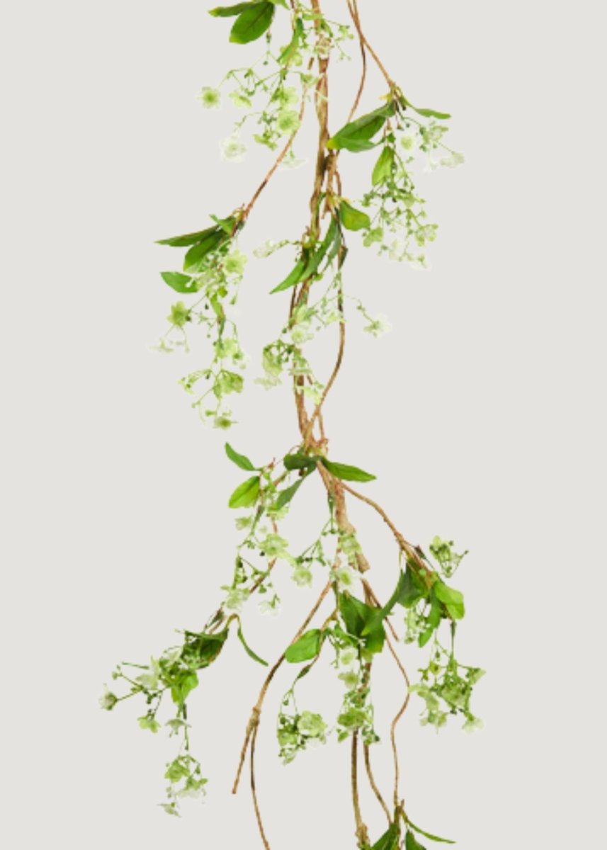 Afloral Artificial White Blooming Flower Garland 60 Inch - Polyester