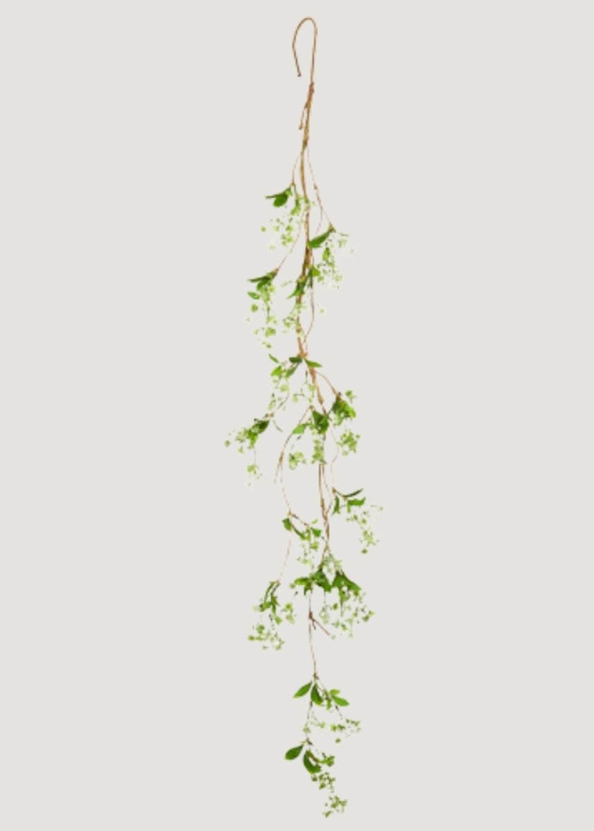 Afloral Artificial White Blooming Flower Garland 60 Inch - Polyester