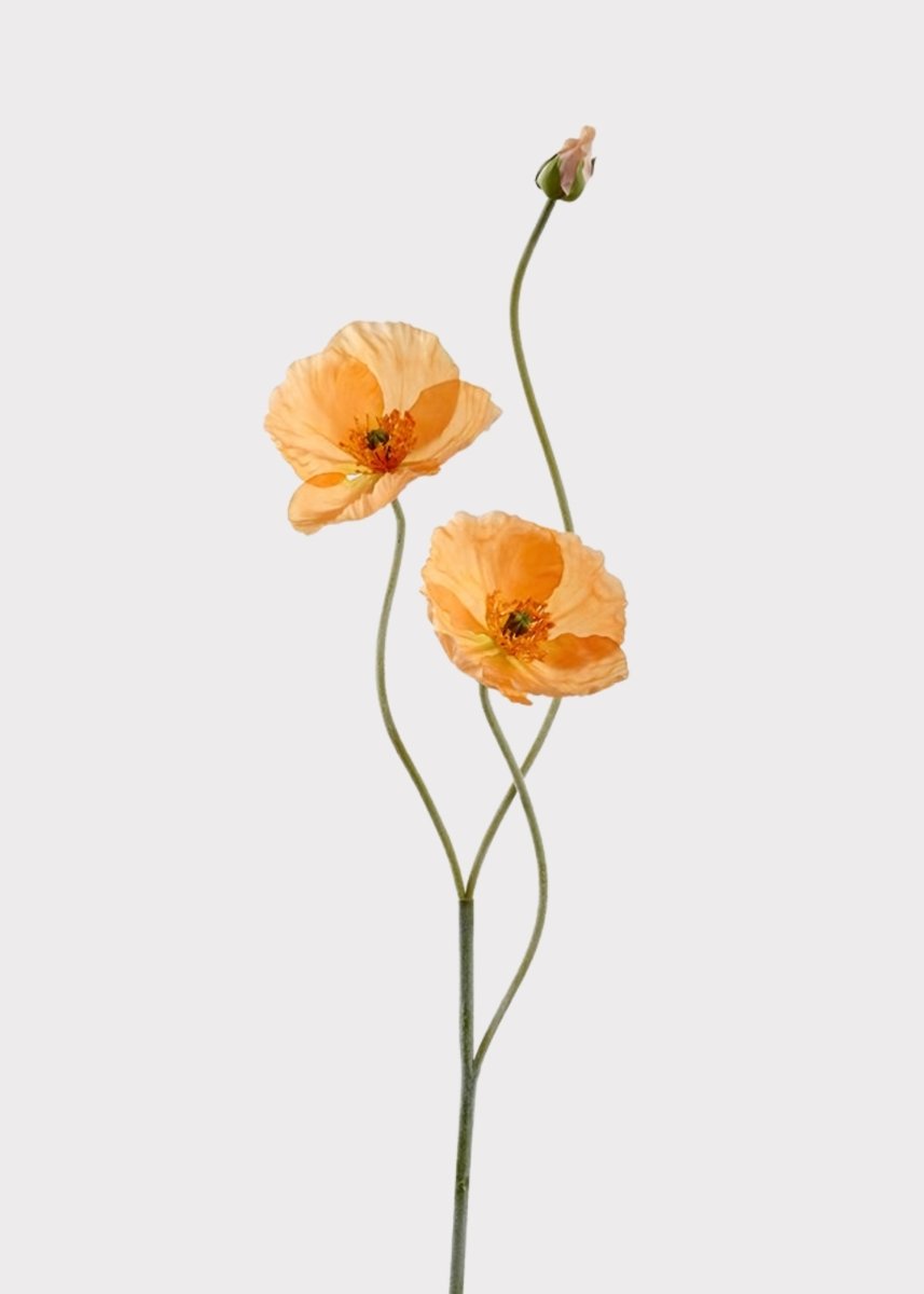 Afloral Coral Orange Faux Poppy Flower Stem 29"