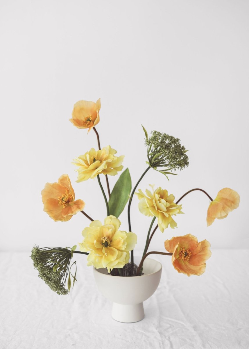 Afloral Coral Orange Faux Poppy Flower Stem 29"