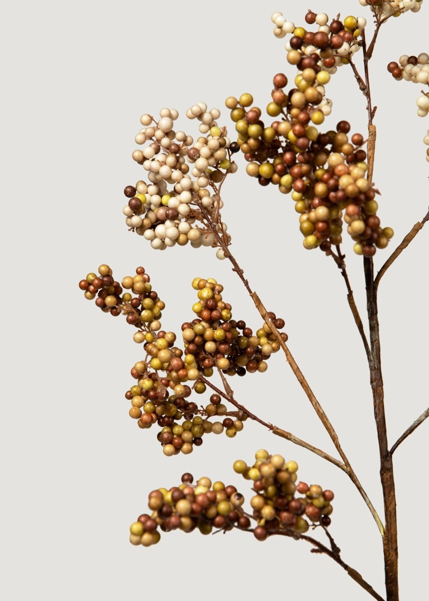 Afloral Cream and Tan Artificial Berry Branch - 38.25"