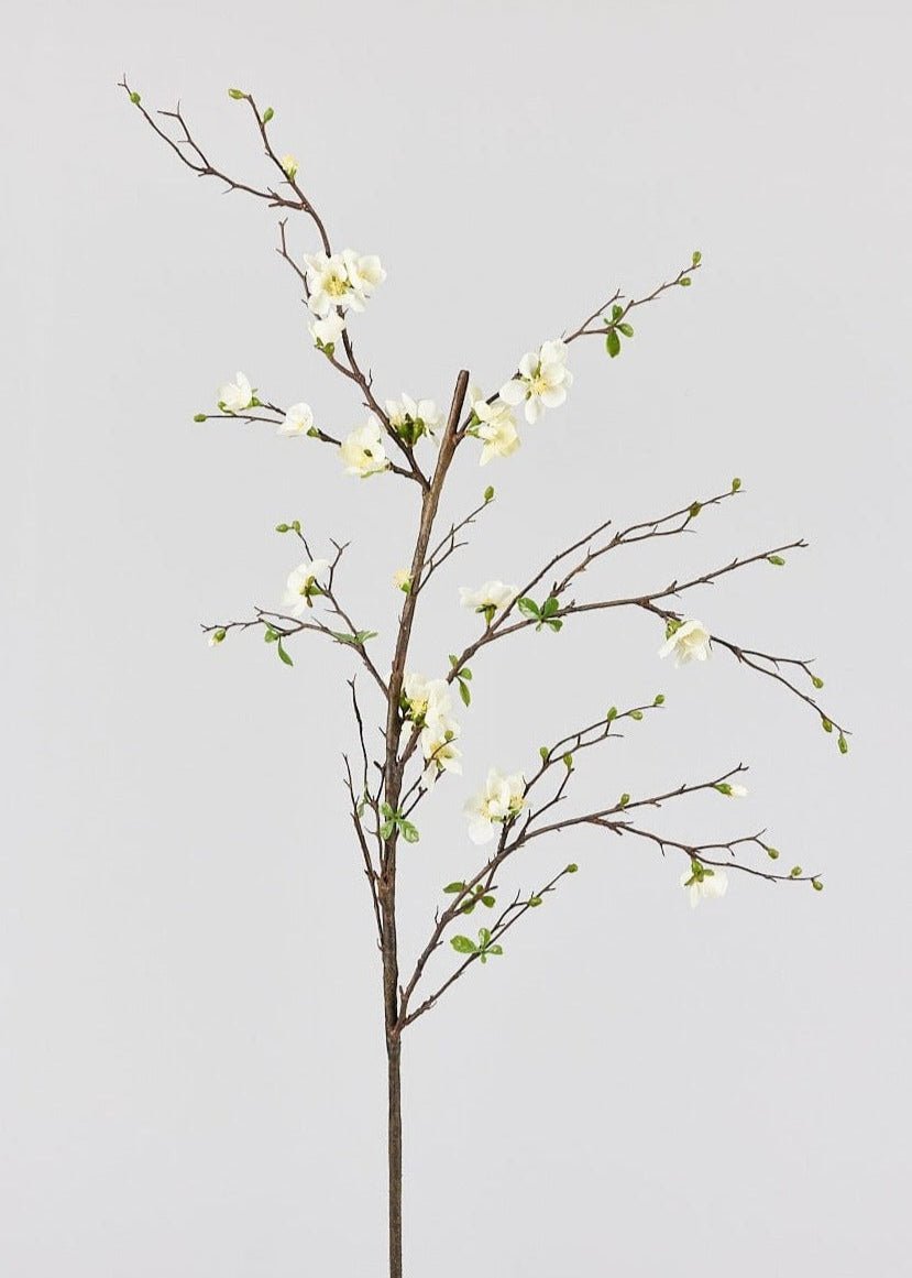 Afloral Cream Artificial Quince Blossom Branch - 57" Silk Faux Flower Stem