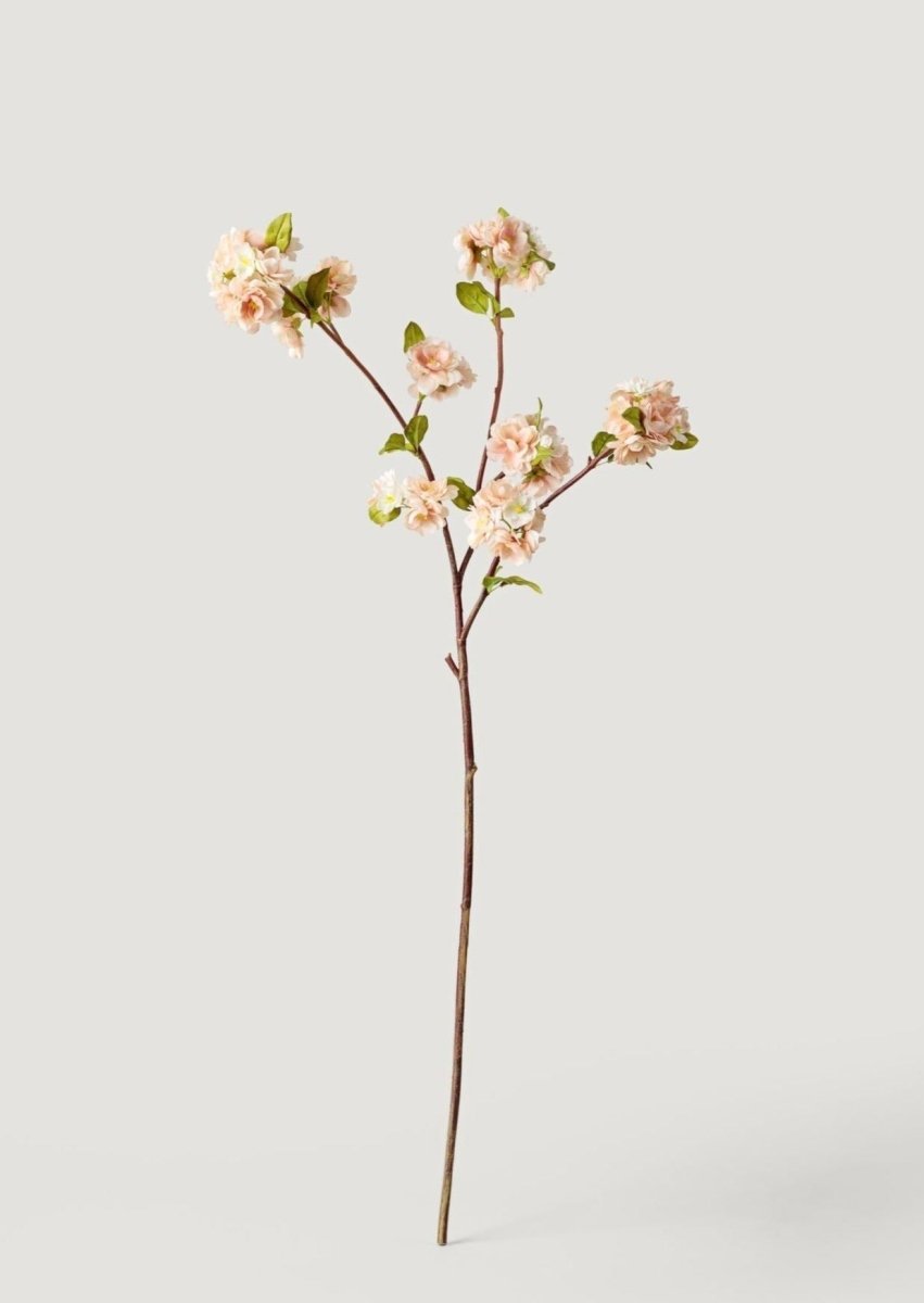 Afloral Cream Linen Faux Peach Blossom Branch, 41" - Artificial Stem