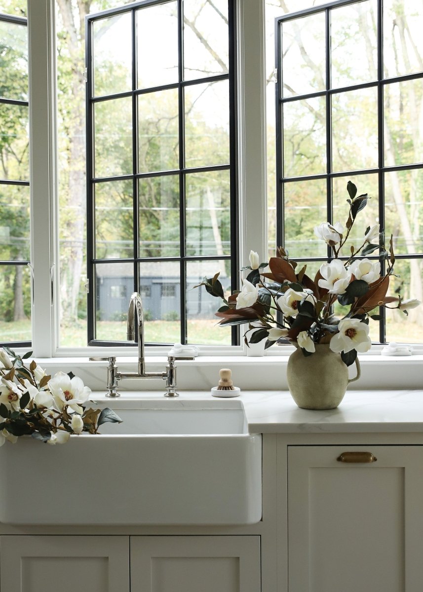 Afloral Cream Magnolia Artificial Flower Stem - 35" Realistic Faux Branch