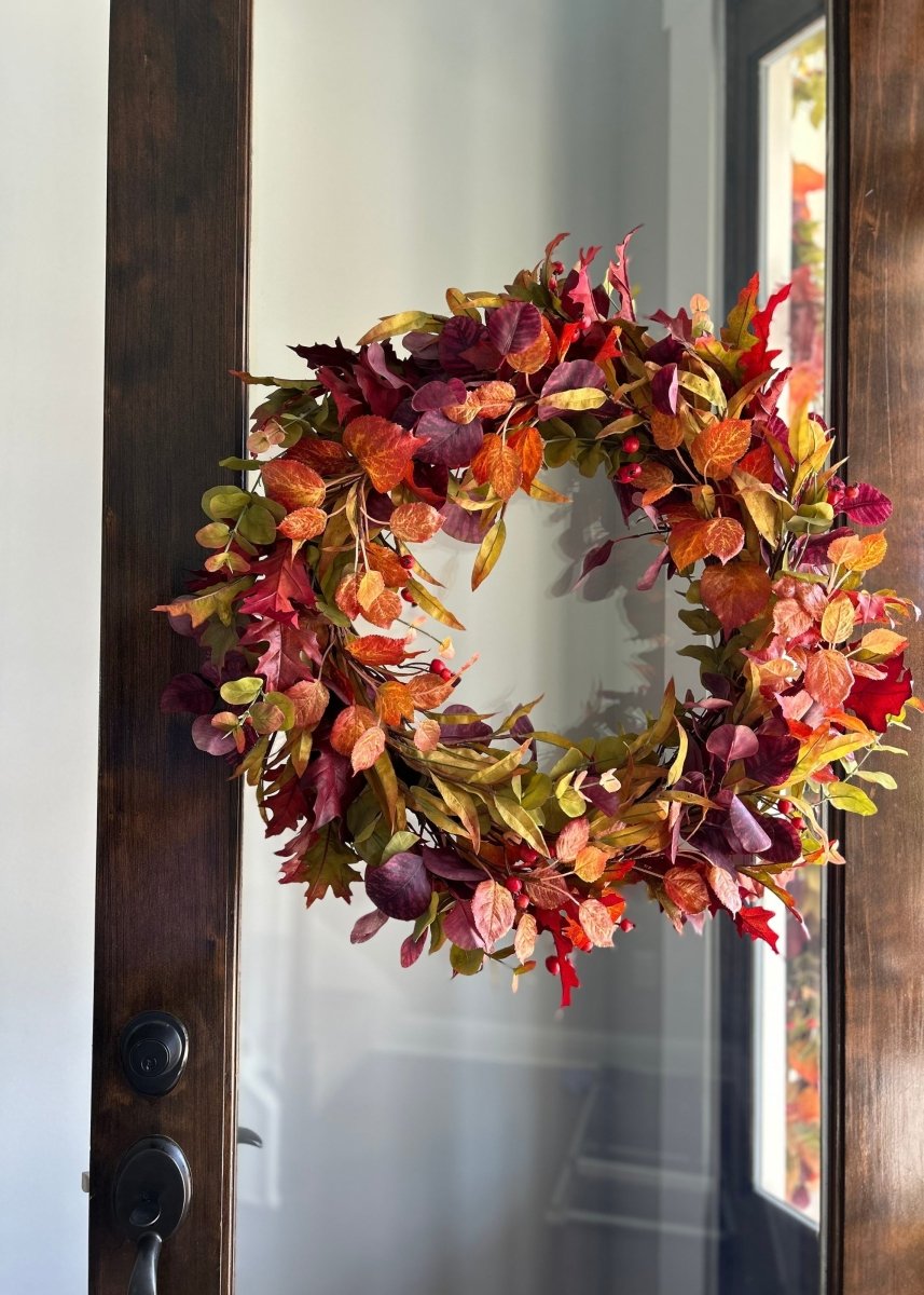 Afloral Faux Eucalyptus Fall Wreath in Mixed Autumn - 27.5"