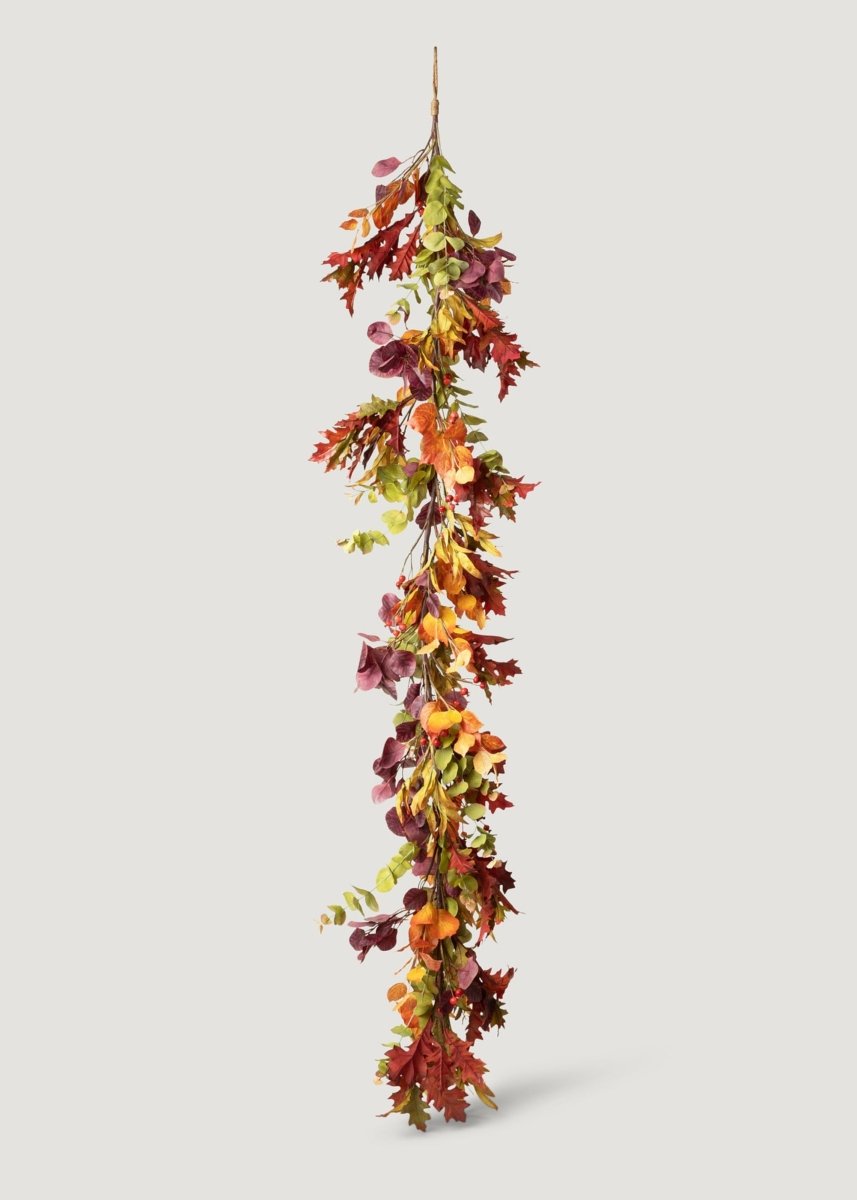 Afloral Faux Eucalyptus Garland in Mixed Fall Hues - 78.5"