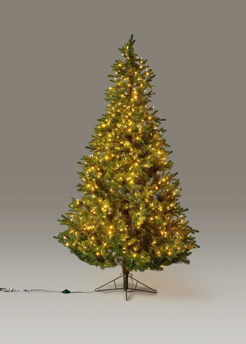 Afloral Faux Noble Fir Pre - Lit LED Christmas Tree with White Lights 7.5'