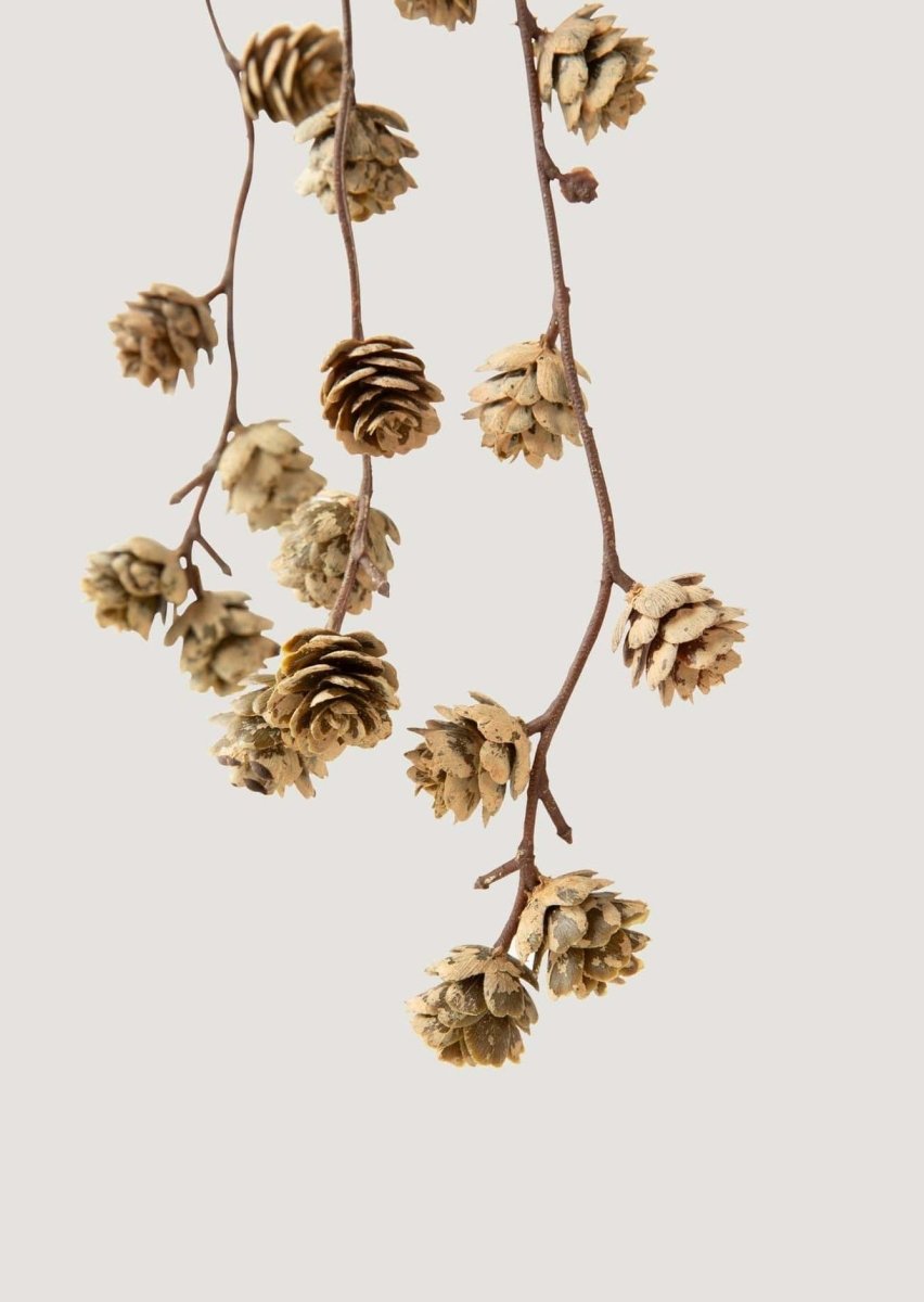 Afloral Faux Pine Cone Branch 51" - Light Brown Hanging Stems for Decor