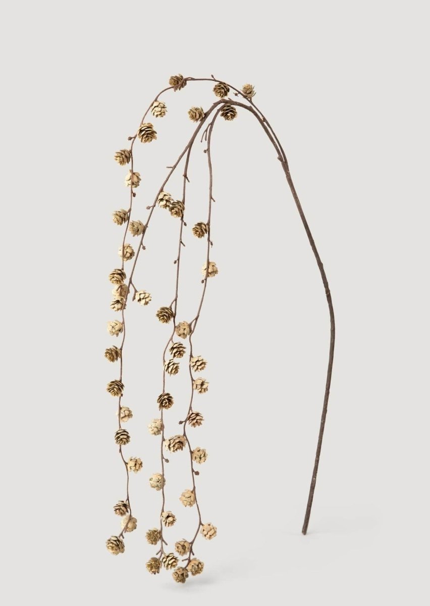 Afloral Faux Pine Cone Branch 51" - Light Brown Hanging Stems for Decor
