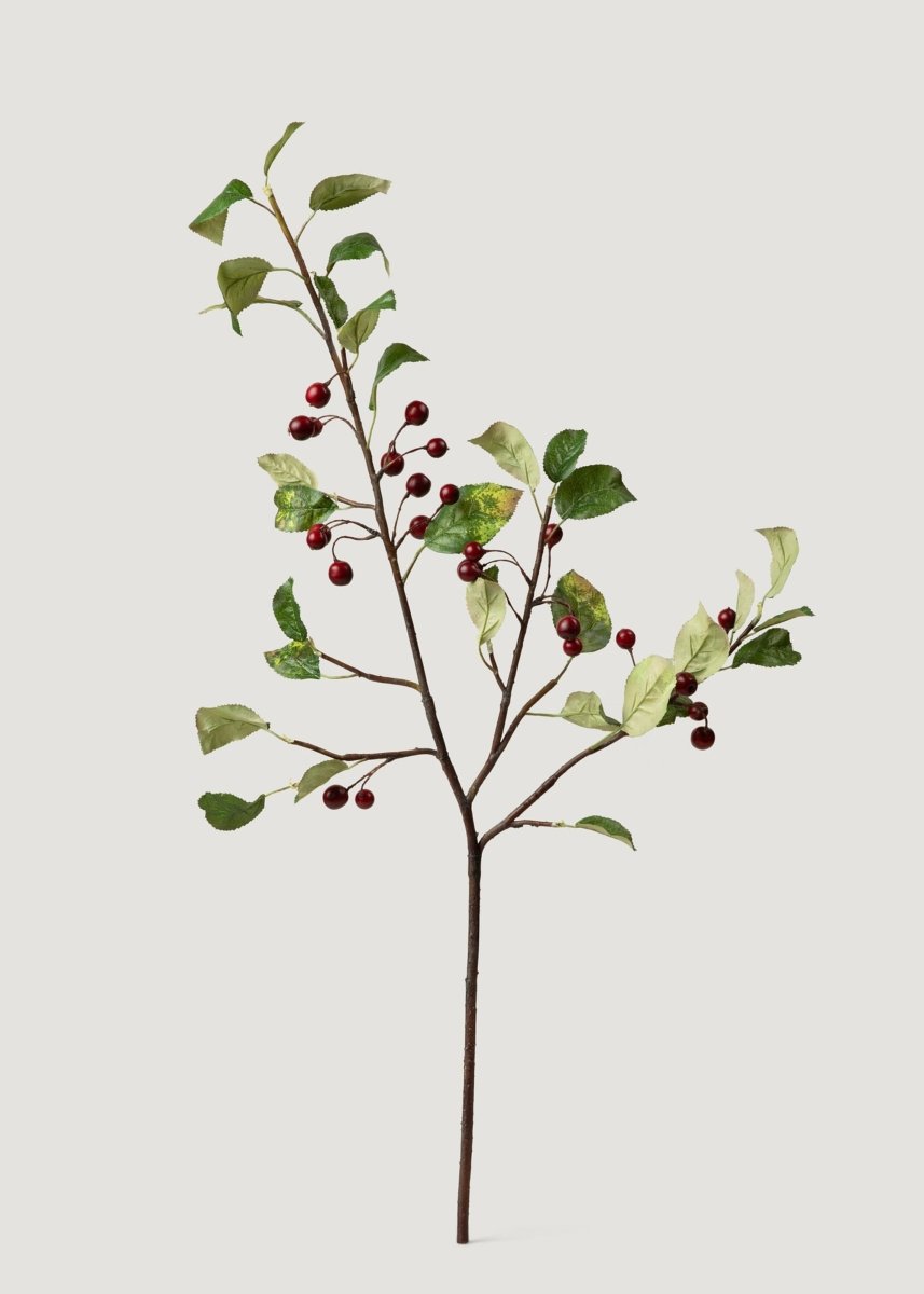 Afloral Faux Red Crabapple Berry Branch - 35"