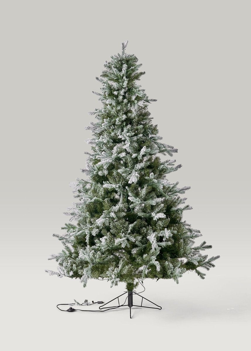 Afloral Frosted Pine Christmas Tree with Pre - Lit LED White Lights - 7.5'