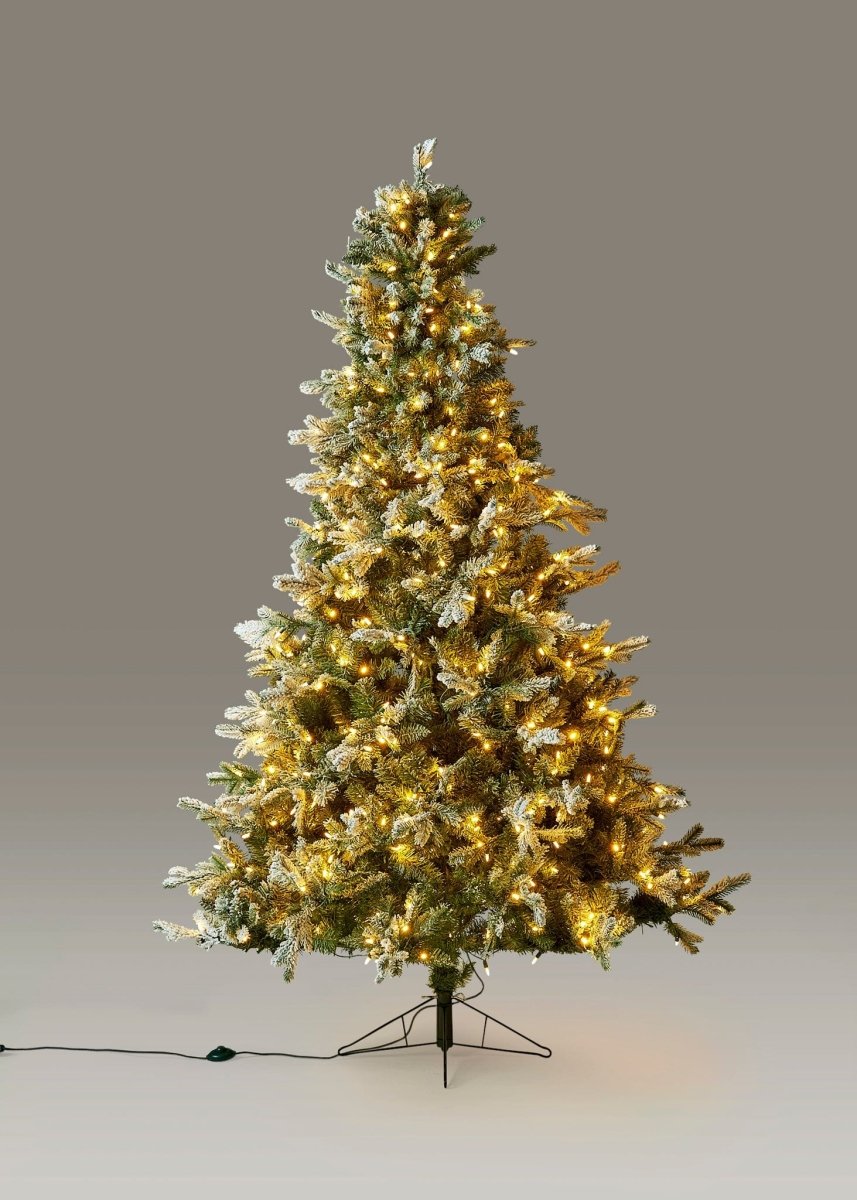 Afloral Frosted Pine Christmas Tree with Pre - Lit LED White Lights - 7.5'