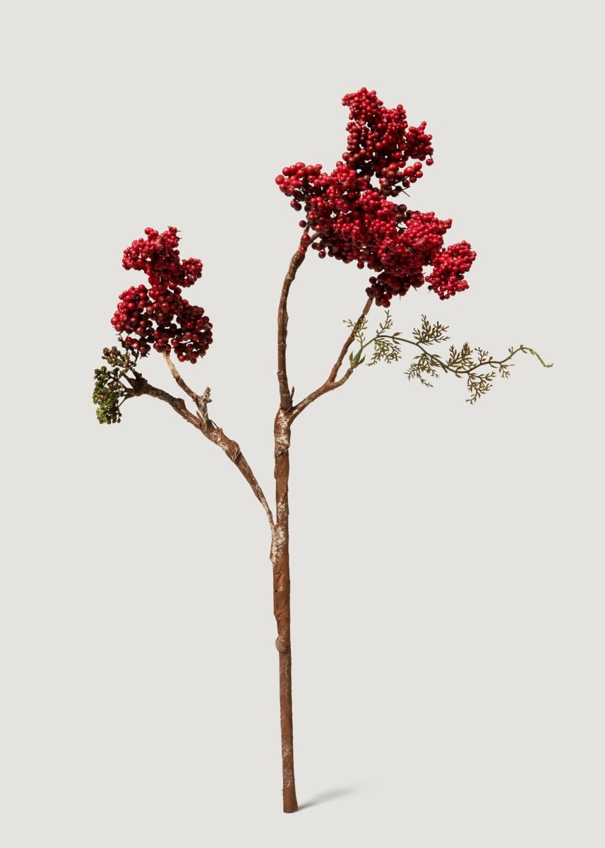 Afloral Holiday Red Artificial Berries Pick - 18"