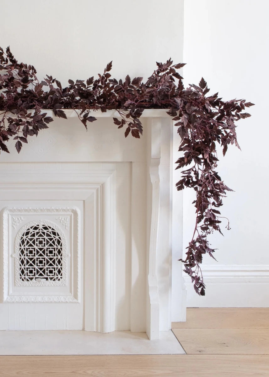 Afloral Plum Purple Silk Cimicifuga Garland 6 Ft | Artificial Leaf & Berry Accent