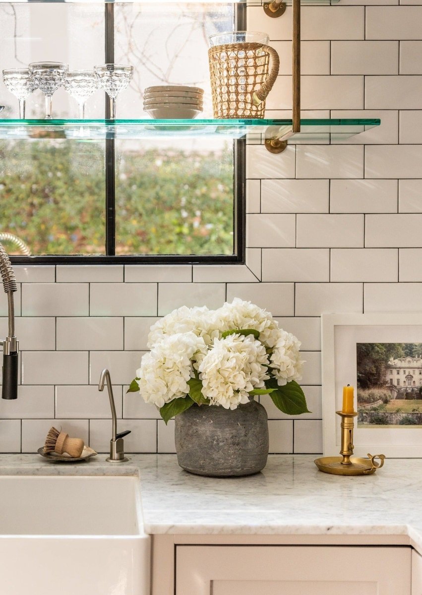 Afloral Real Touch Hydrangea Stem - Talc White Artificial Flower, 18"