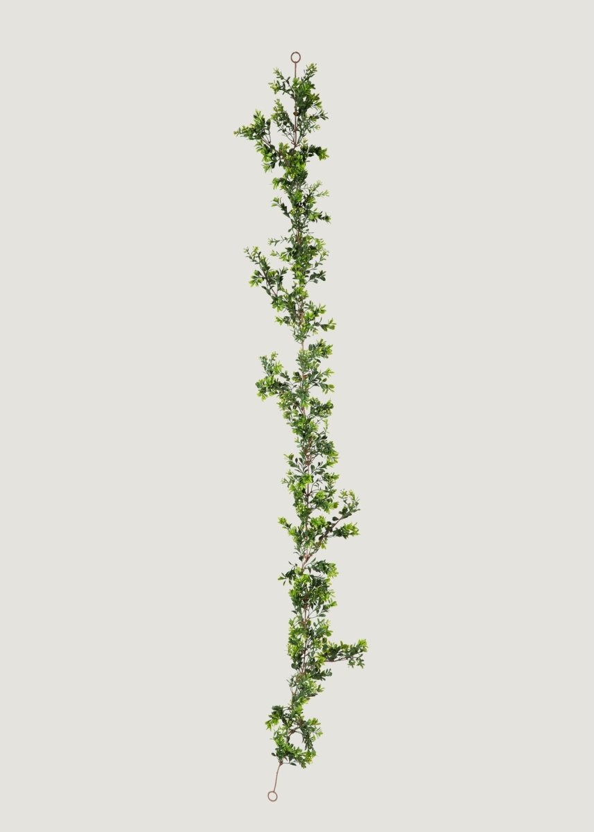Afloral Realistic Artificial Boxwood Garland - 72 Inch Green Faux Greenery