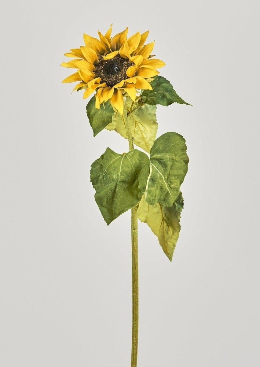 Afloral Realistic Yellow Artificial Sunflower Stem - 35" Tall Faux Silk