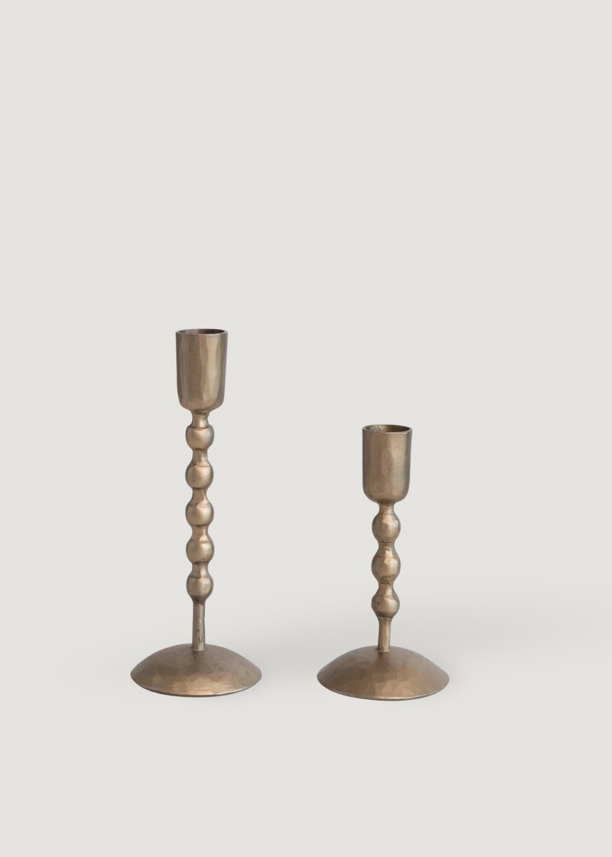 Afloral Set of 2 Antique Brass Metal Taper Candle Holders - 5.5 - 7"