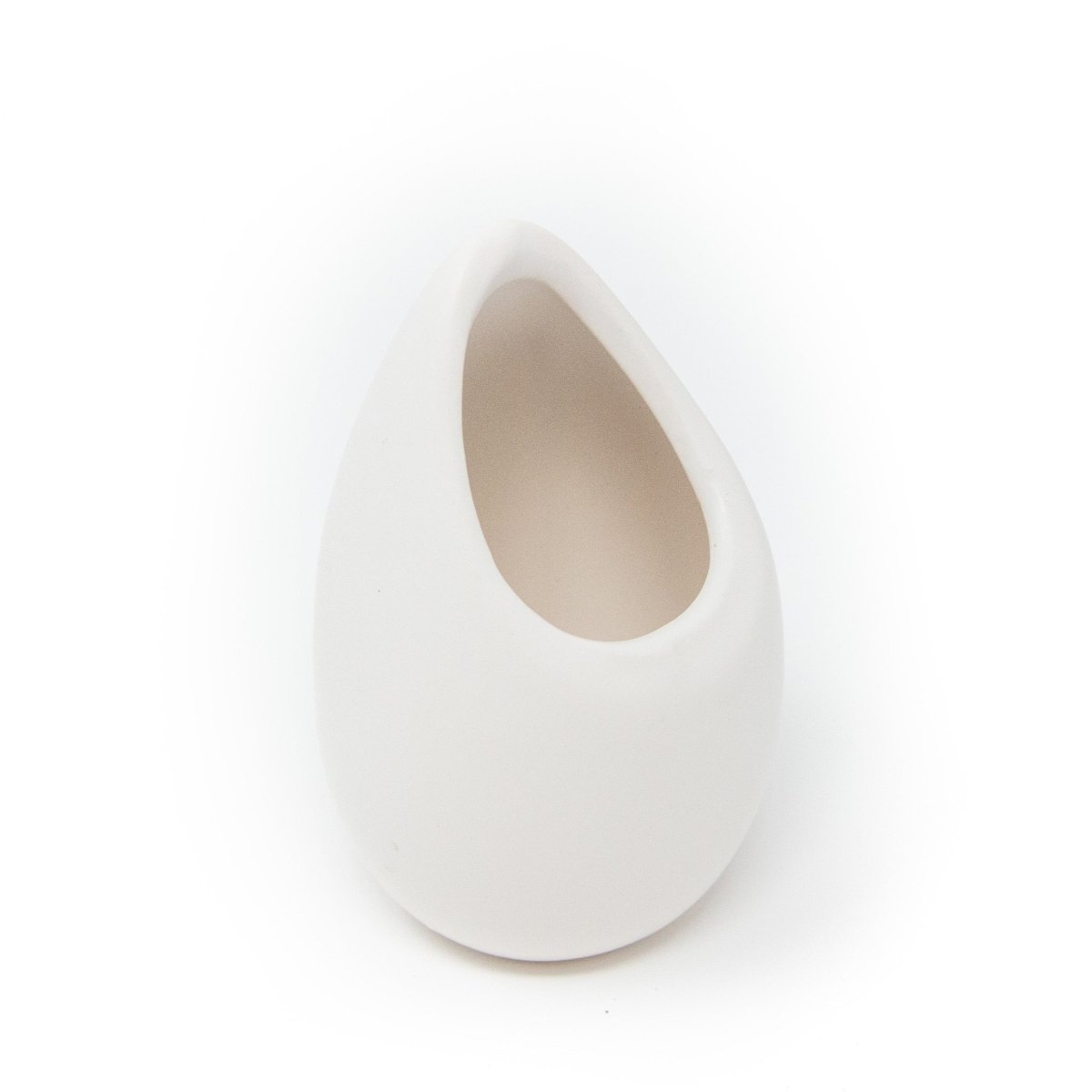 Air Plant Supply Co. Small Ivory Ceramic Hanging Planter - Teardrop Shape with Flat Base