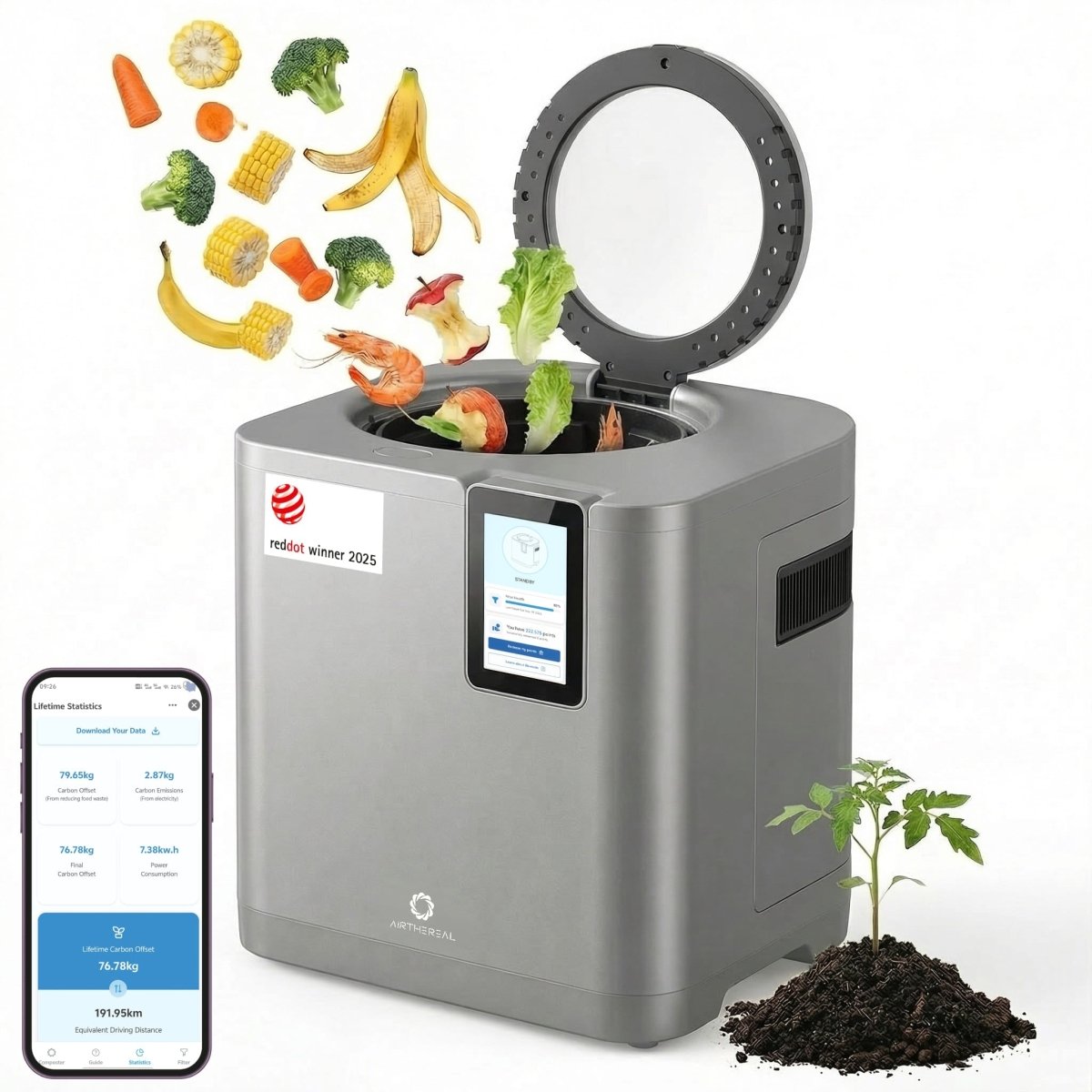 Airthereal Revive R800 5L WiFi Electric Kitchen Composter | Bio Compost Mode, App - Enabled