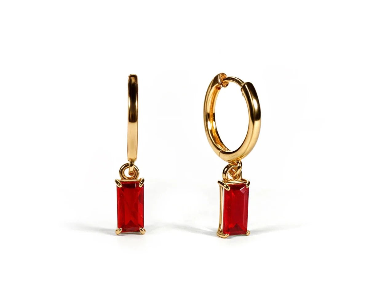All Cotton and Linen 18K Gold Plated Red Mirage Huggie Earrings