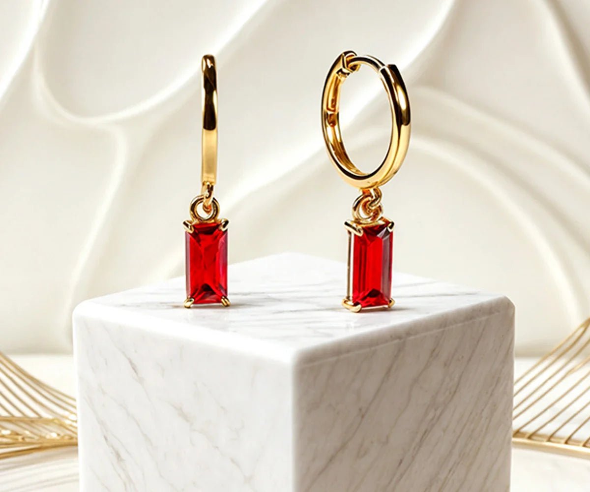 All Cotton and Linen 18K Gold Plated Red Mirage Huggie Earrings